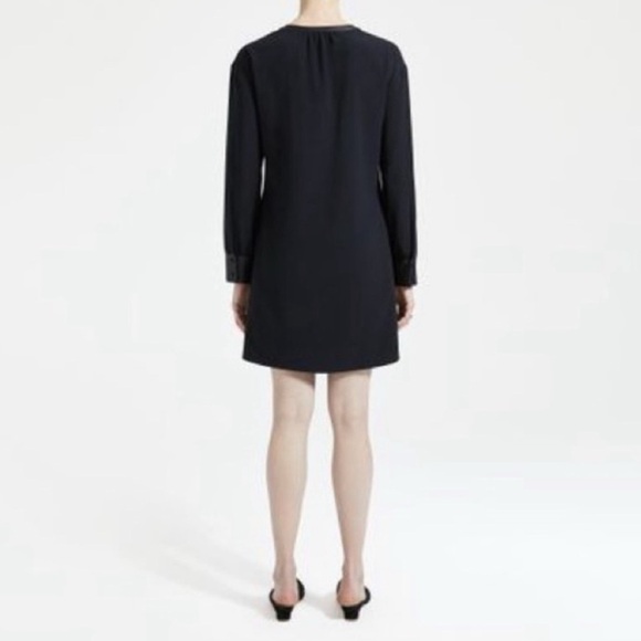Theory Black Popover  Combo Dress with Leather Trims Size Small NWT - Picture 2 of 7